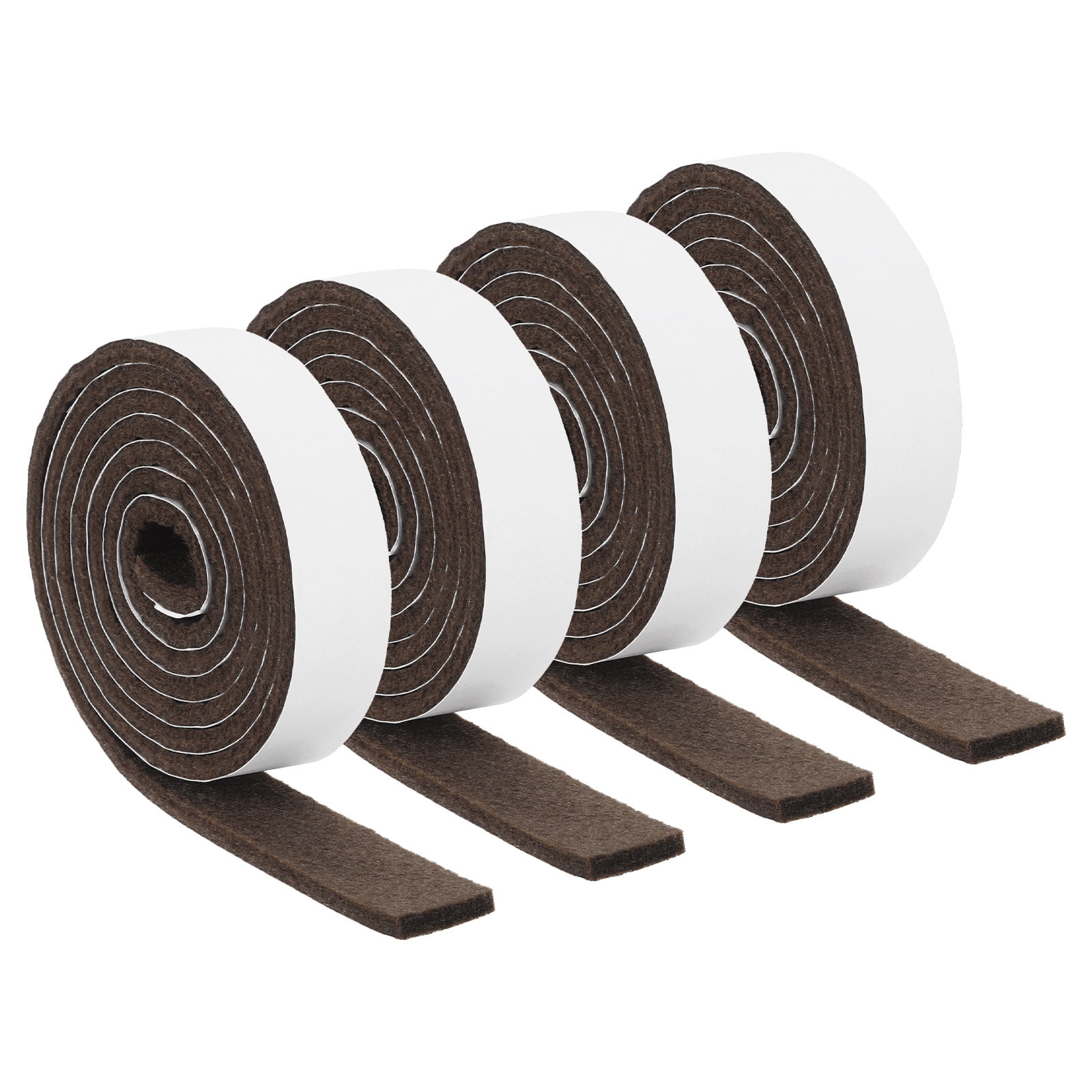 Felt Strips with Adhesive Backing, 4 Pack 1" x 60" x 0.2" Adhesive Felt Strips Anti Scratch Furniture Felt Tapes Self-Stick Felt Pads for Protecting Hardwood Floor, Brown