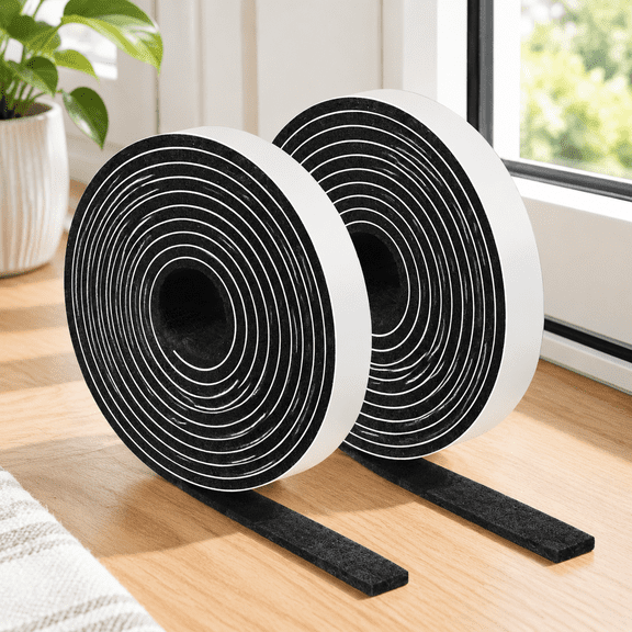 Felt Strips with Adhesive Backing Heavy Duty Cuttable Felt Tape Roll Furniture Pads for Chair Legs - Protecting Hardwood Floors, Chair Wall Protector (Black, 80 x 0.5 x 0.14 Inch)