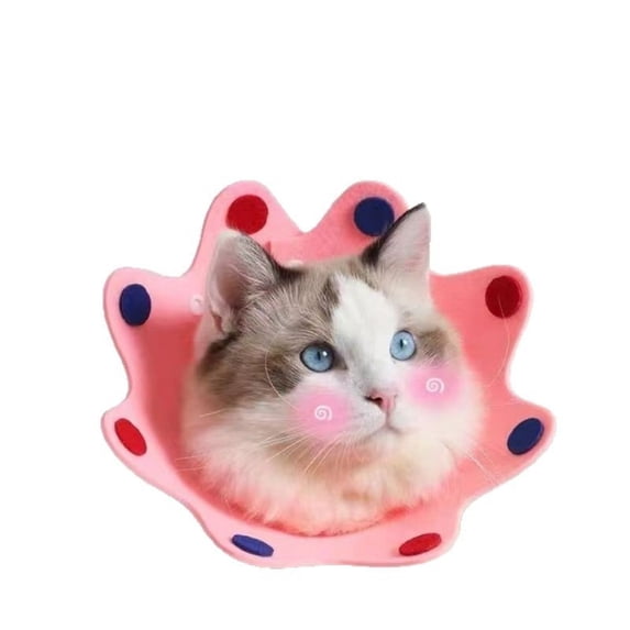 Felt Sunflower Elizabethan Collar for Cats, Soft Recovery Cone After Surgery, Prevents Licking and Biting, Adjustable Post-Operative Protective Collar