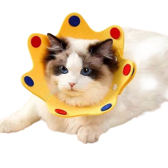 Felt Sunflower Elizabethan Collar for Cats, Soft Recovery Cone After Surgery, Prevents Licking and Biting, Adjustable Post-Operative Protective Collar
