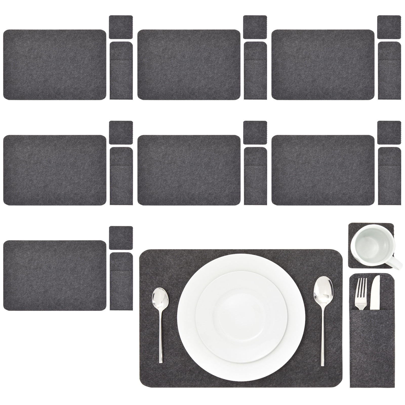 Felt Table Placemats Set of 8 for Dining Table and Kitchen Decor with