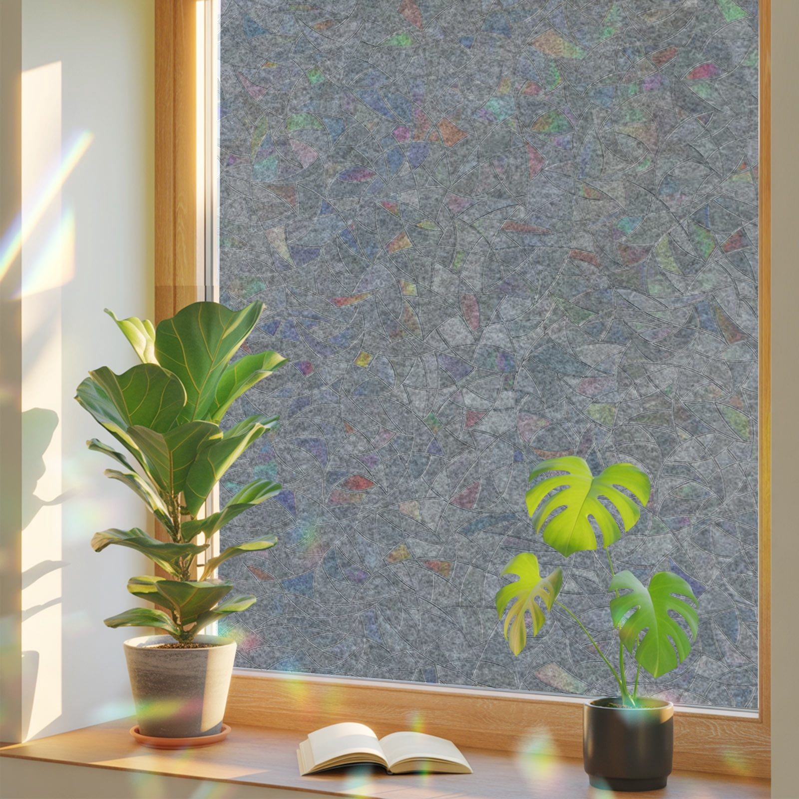 Felt Texture Window Privacy Film, Minimalist Slate Gray Solid Mottled ...