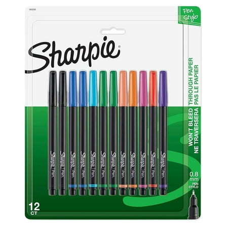 Felt Tip Pens, Fine Point Pens (0.4mm), Felt Tip Markers, Assorted Colors, 12 Count - Journaling, Art, Drawing, Markers