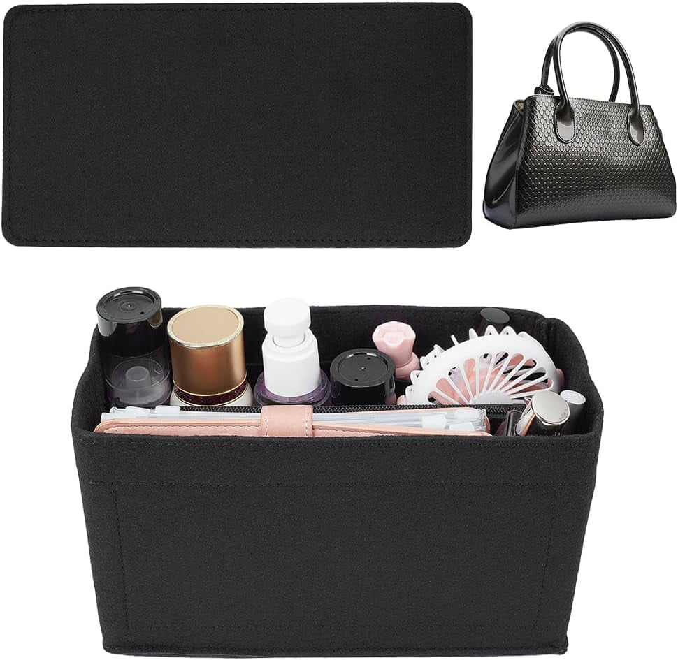 Felt Tote Bag Insert Organizer Felt Handbag Organizer Multiple Compartments Toiletry Bag Insert Interior Shaper Detachable Rectangle Bag In Bag for Speedy 30 Neverfull PM Black Walmart