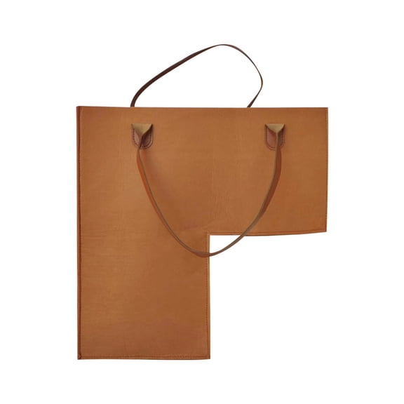 Felt Tote Bag With Leather Handles, Foldable Felt Storage Basket For Kids Toys, Sundries, Home Organization - For Living Room, Bedroom, Playroom, Office