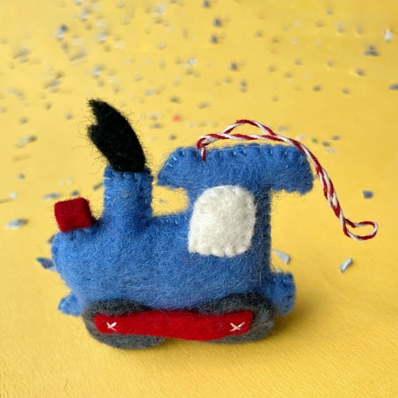 Felt Train Ornament - Fair Trade Christmas Decor Handmade in Nepal