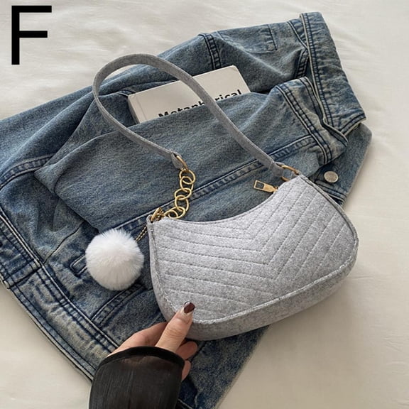 Felt Underarm Bag Winter Indentation Fashion Shoulder Solid-color Square Ba