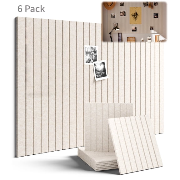 Felt Wall Bulletin Board 6 Pack Self-Adhesive 36"x24", Noise Reducing Pin Board Cork Substitute for Home Office Classroom Decor,Oatmeal