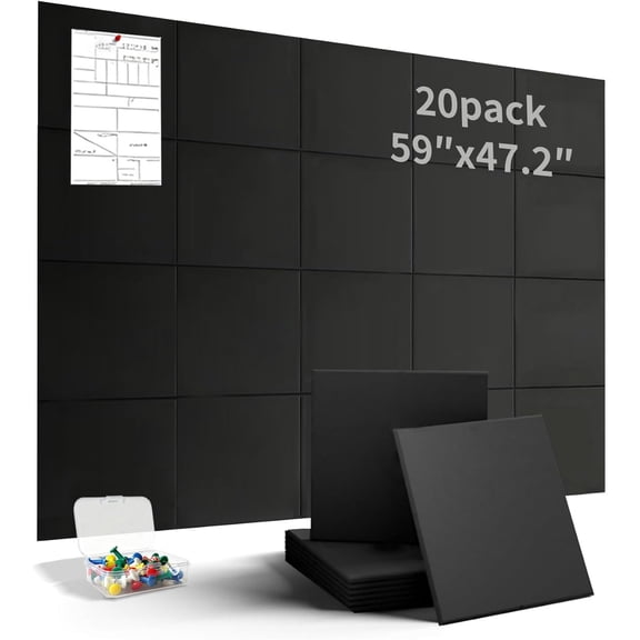 Felt Wall Tiles,Cork Board Alternative Bulletin Board,Self-Adhesive Pin Board Tack Board with Pushpins,Removable