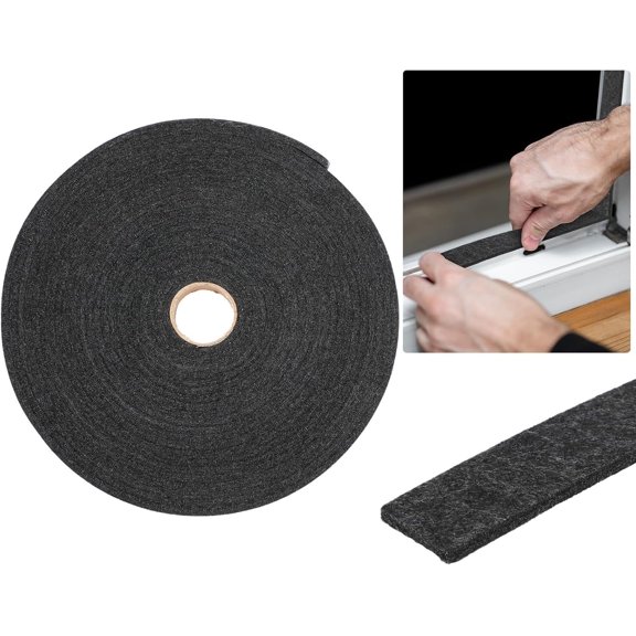 Felt Weatherstrip 1-1/4 Inch x 3/16 Inch x 33 ft Winter Gray Weather Stripping for Doors and Windows Brush Door Sweep Draft Dust Stopper Sliding Seal