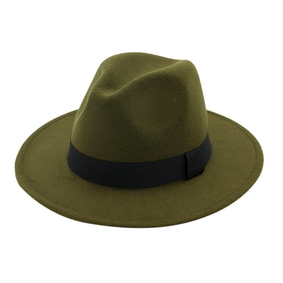 BWASD Felt Wide Brim HatMen & Women Vintage Wide Hat with Belt Buckle Adjustable Outbacks HatsTea Party Hat