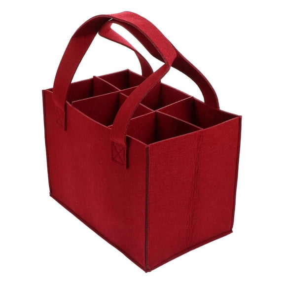 Felt Wine Bag 6 Bottles Wine Holder Carriers Bag With Reinforced Base And Soft Carrying Handles For Gifting Parties