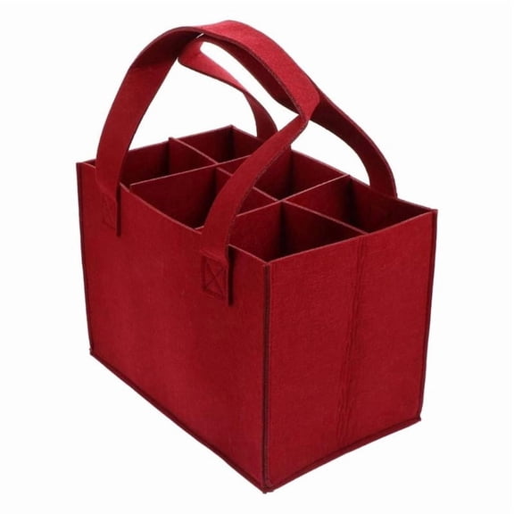 Felt Wine Bag 6 Bottles Wine Holder Carriers Bag With Reinforced Base And Soft Carrying Handles For Gifting Parties