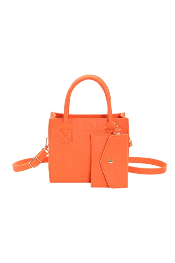 Felt Zipper Messenger Bag for Women Casual Crossbody Shoulder Handbag with Adjustable Strap in Orange
