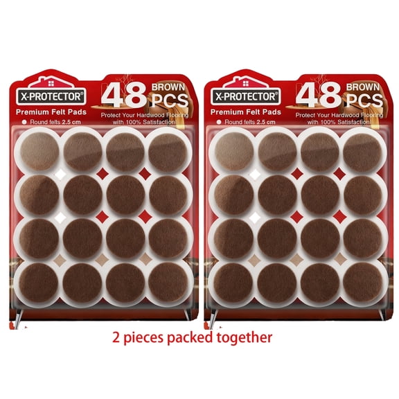 Felt furniture pads - 48 high-quality floor protection pads, suitable for wooden floor mats. The best for protecting your hardwood floors with solid wood! 2-piece set (brown)
