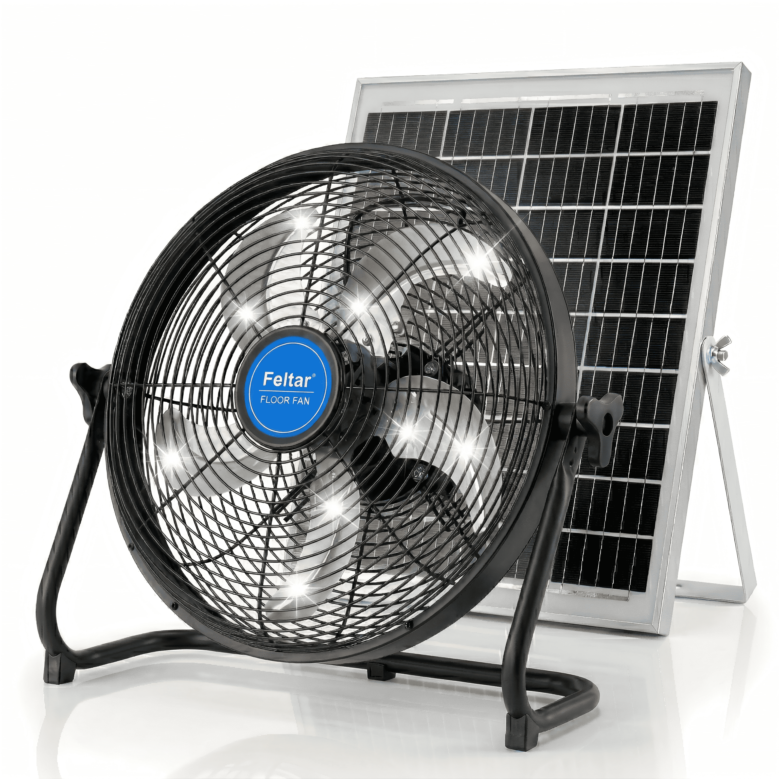 Feltar 14inch Solar Fan – Portable Quiet Waterproof Rechargeable 24000mAh Fan for Outdoor, Gym,Camping, Pet House