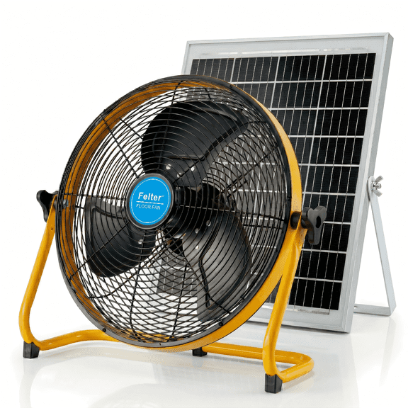 Feltar 18" Portable Solar Fan Quiet, Rechargeable, 30W Panel & 24000mAh Battery for Camping, Pet House, Outdoor