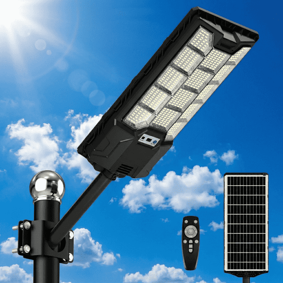 Feltar 8000W Solar Flood Lights Outdoor, 496 LED Waterproof Dusk to Dawn Motion Sensor Solar Lights with Remote for Yard Garden Street