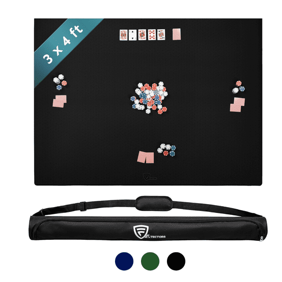 Feltectors 5 mm Board Game Mat, Mahjong Mat with Carrying Bag 36 x 48 Inches, Black
