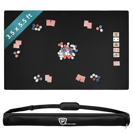 Feltectors 5 mm Board Game Mat, Mahjong Mat with Carrying Bag 42 x 66 Inches, Black
