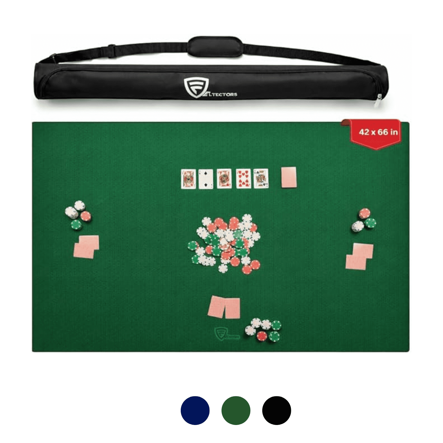 Feltectors 5 mm Board Game Mat, Mahjong Mat with Carrying Bag 42 x 66 Inches Green