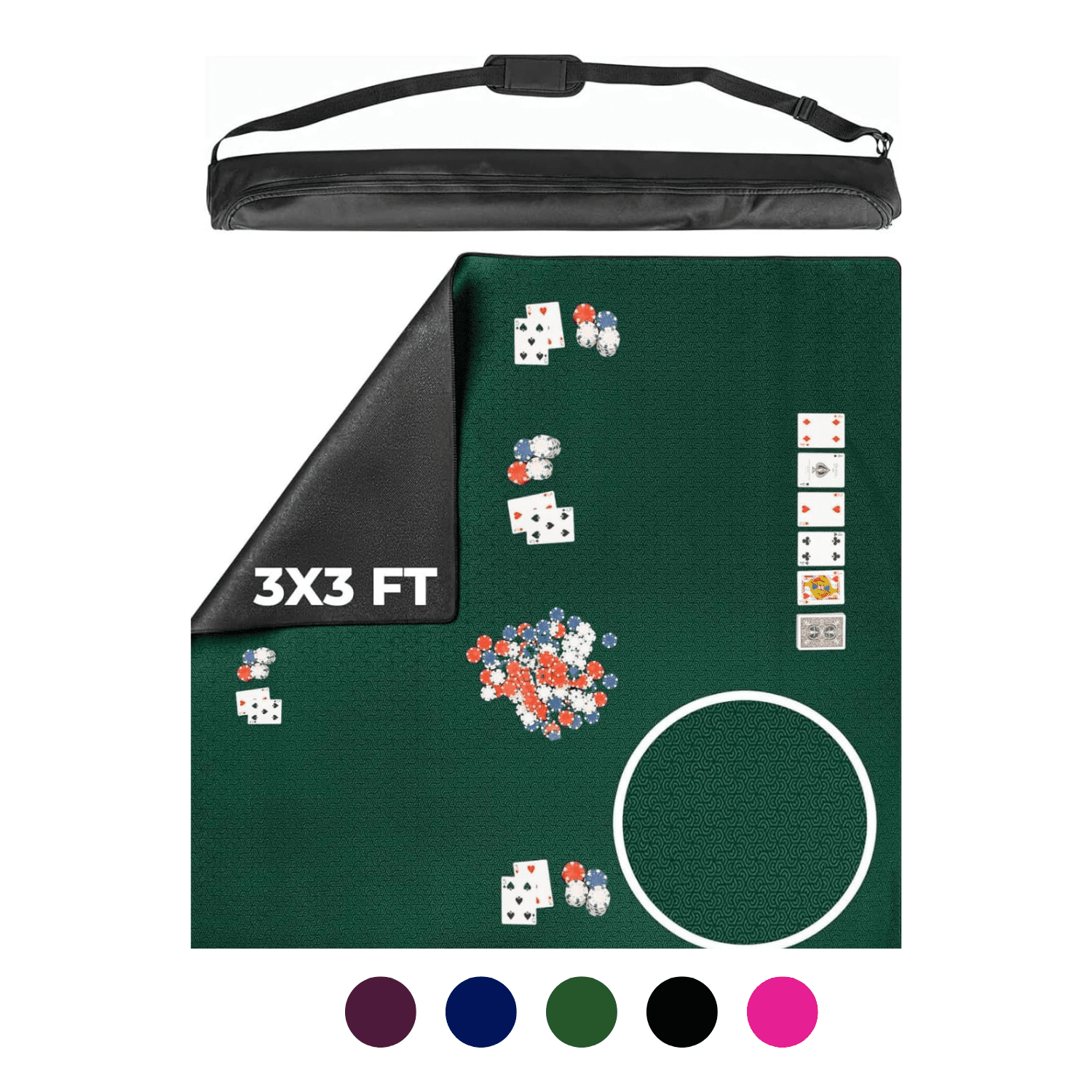 Feltectors Board Game Mat for 36 x 36 in Tables, Mahjong Mat with Carrying Bag-Green