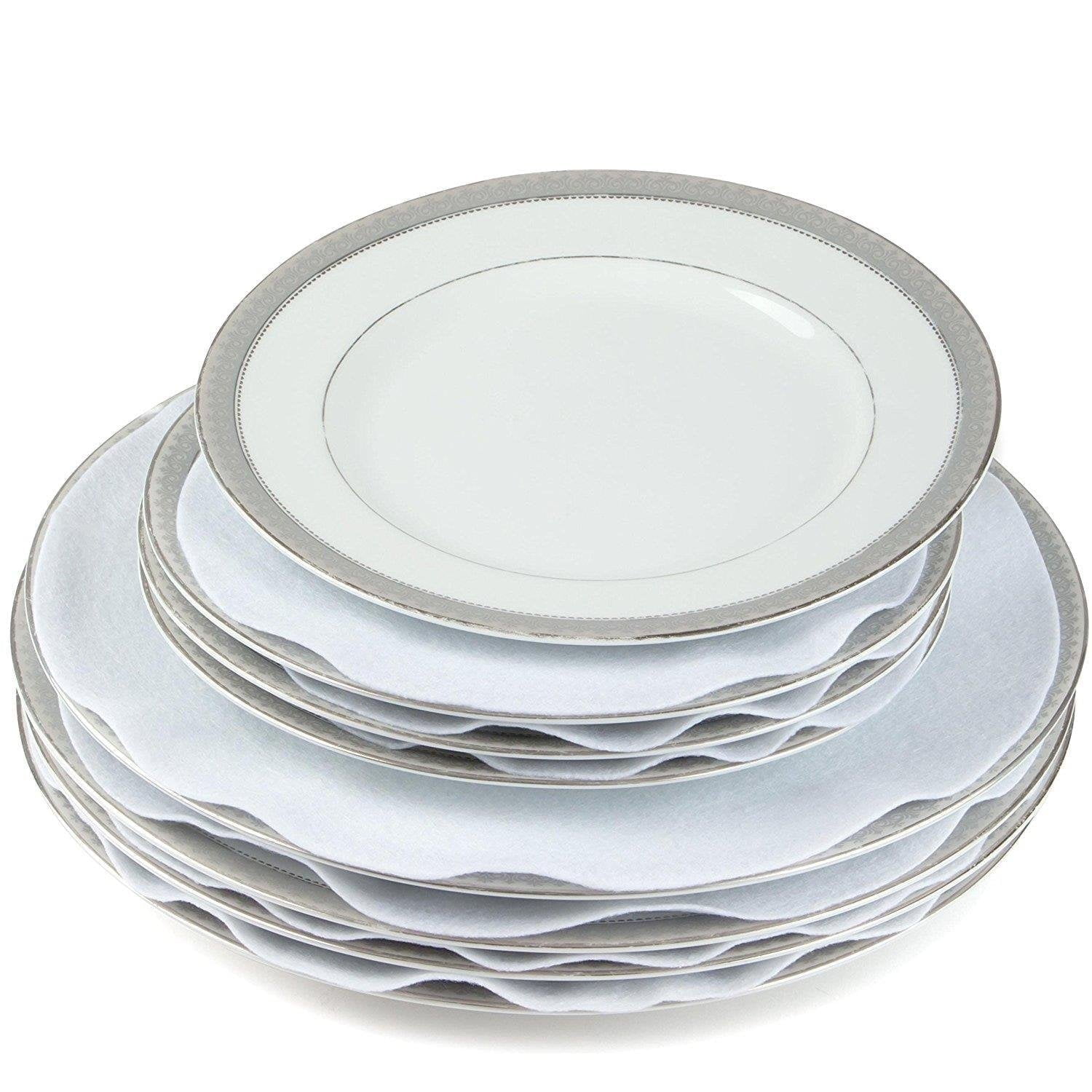 White Felt Plate Dividers for China Storage, 48 Pack