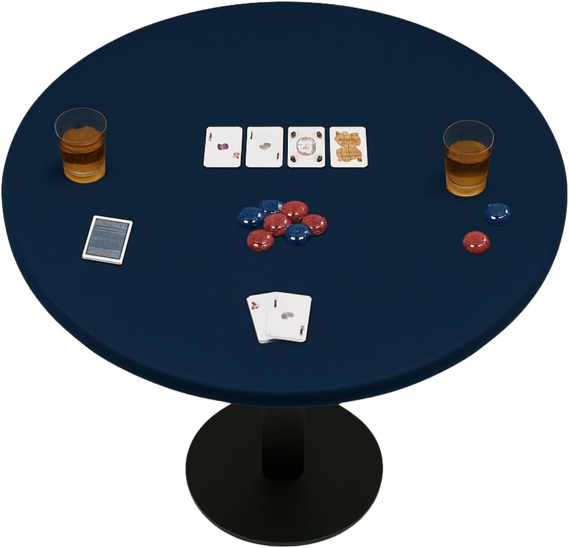 Jigitz 36in to 48in Blue Round Game Table Cover - Casino