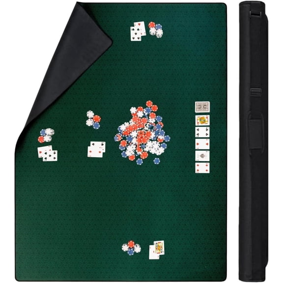 Feltectors Neoprene Game Mat Card Table Topper with Carry Storage Case, Green, 36 x 48 inches, 1 pak