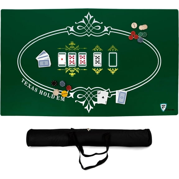 Feltectors Premium Texas Hold'em Poker Set: Neoprene Table Cover Mat 71 x 36-inch