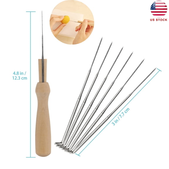 Felting handle Set of 7pcs Felting Needles Set with Handle Wool Felt Tool Felting Starter Kit (3.15X0.59X0.59Inch)