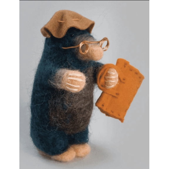Wizardi Beginner Needle Felting Kit for Adults - Small Mole. Animal Felting Kit 4.53x2.95 Inches. Felting Tools. Wool Felting Supplies. Felt Crafts. Wool Felt. V-155C Charivna Mit