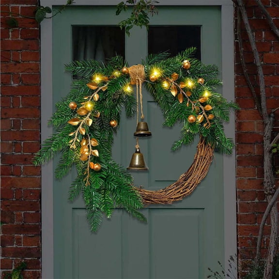 Feltree 14 Inch Christmas Pinecone Wreath for Door Decoration, Easy to Install and Child Safe