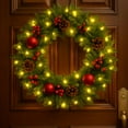 thumbnail image 1 of Feltree 16 Inch Artificial Christmas Wreath with LED Lights, Pine Cones, and Berries for Holiday Door Decor, 1 of 8