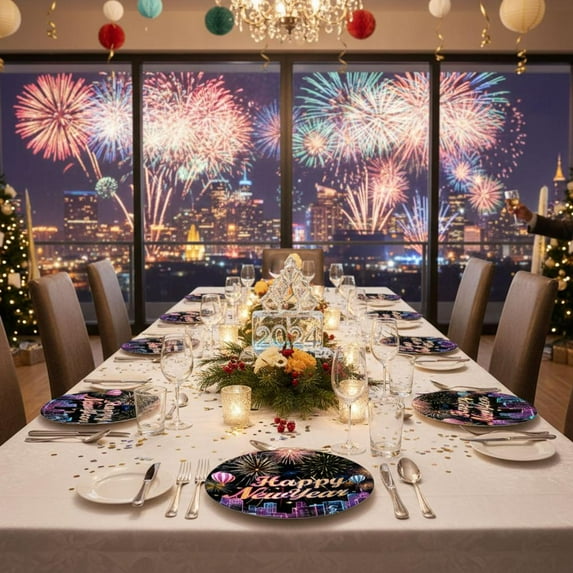 Feltree 20-Piece Paper Plates Set Disposable Party Tableware for Eve Holiday Birthday Celebrations with Two Sizes 7in and 9in