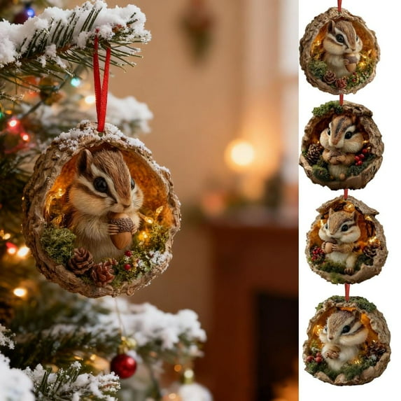 Feltree 4-Inch Whimsical Forest Animals Christmas Tree Ornaments for Holiday Decorations and Gifts