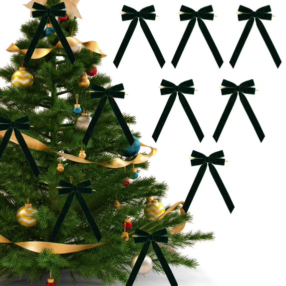 Feltree 6-Pack Large Velvet Christmas Bows for Tree, Wreath, Gift Wrapping, Crafts and Holiday Decor