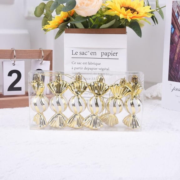 Feltree 6-Piece Vintage Christmas Candy Ball Ornaments, 3-Inch Plastic Hanging Decor for Christmas Tree and Home Holiday Decoration