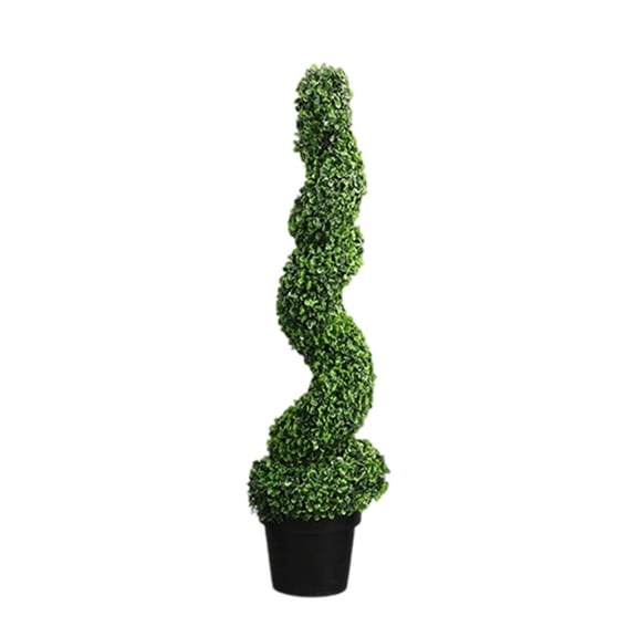 Feltree Artificial Spiral Topiary Tree 39.4in Faux Boxwood Lifelike Low-Maintenance Indoor Outdoor Decor Weather-Resistant Easy Setup No Assembly Required