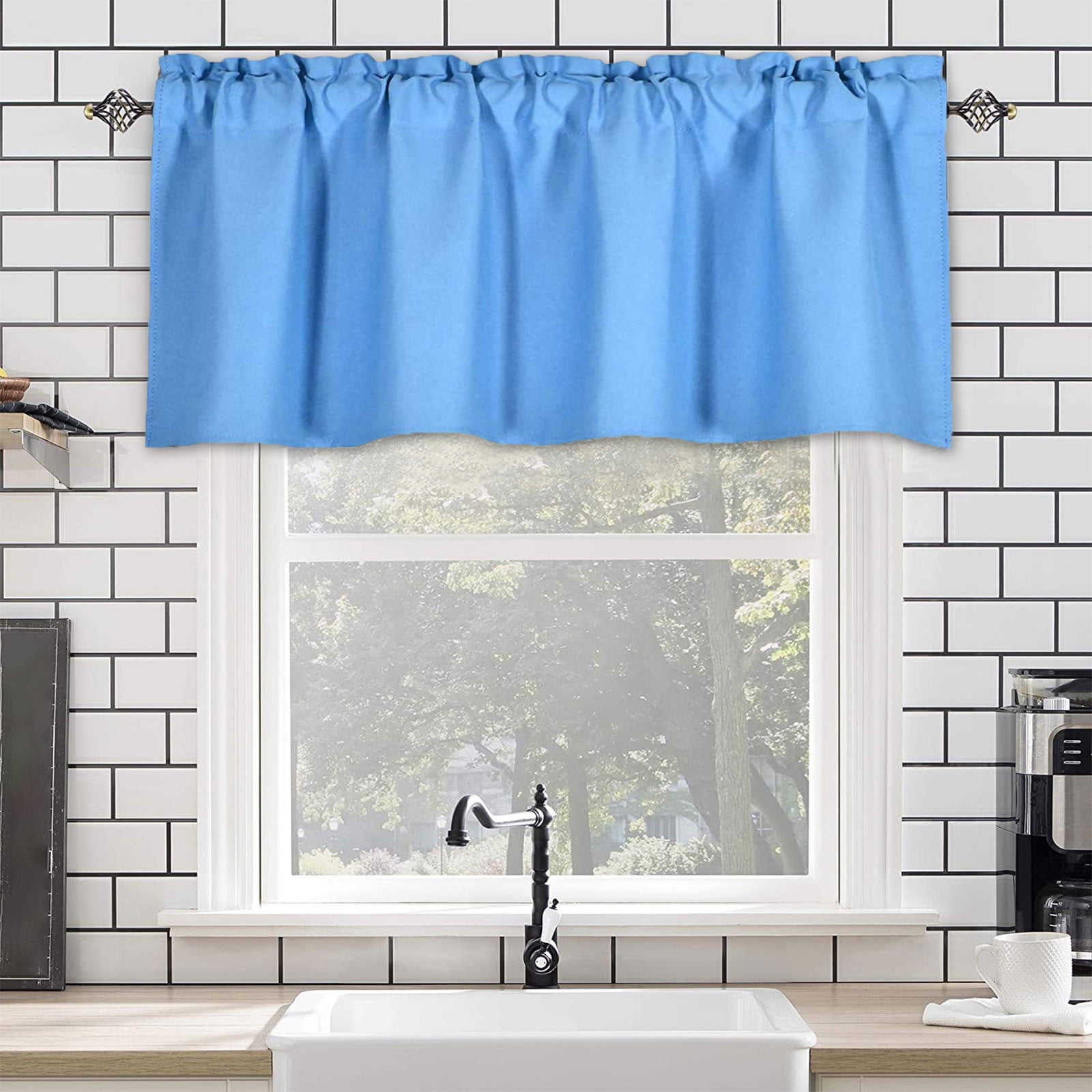 FELTREE Bedroom Curtain Valance Curtain for Kitchen Black Out Window ...
