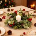 thumbnail image 1 of Feltree Christmas Candle Wreath with Simulated Flowers - Versatile Centerpiece for Home Dining Table, Wedding and Party Decor, 1 of 7