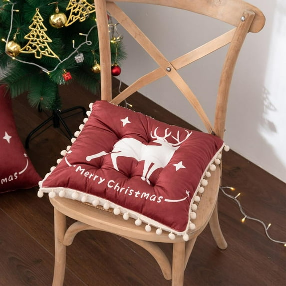 Feltree Christmas Cushion for Sofa and Office Chair, Breathable and Supportive Seat Cushion with No Sag, Festive Holiday Decor for Indoor and Outdoor Use, 15.75x15.75 Inch