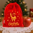 thumbnail image 1 of Feltree Christmas Drawstring Gift Bag - Reusable Cloth Fabric Packaging for Holiday Party Favors, Candy Fruit & Decor, 1 of 8
