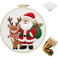 thumbnail image 1 of Feltree Christmas Embroidery DIY Kit for Beginners with European Floral Hanging Patterns, Needles, Thread and Step-By-Step Guide for Holiday Crafts and Gifts, 1 of 8