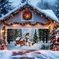 thumbnail image 1 of Feltree Christmas Garage Background Banner for Holiday Decor - Wrinkle-Resistant Polyester Fabric, 157x70.8 Inch, Photography Props for Parties and Festive Scenes, 1 of 7