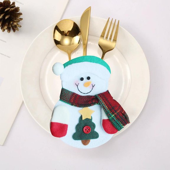 Feltree Christmas Knife and Fork Wraps Wool Felt Utensil Covers for Holiday Table Setting Decor Home Hotel Festive Dining Arrangements