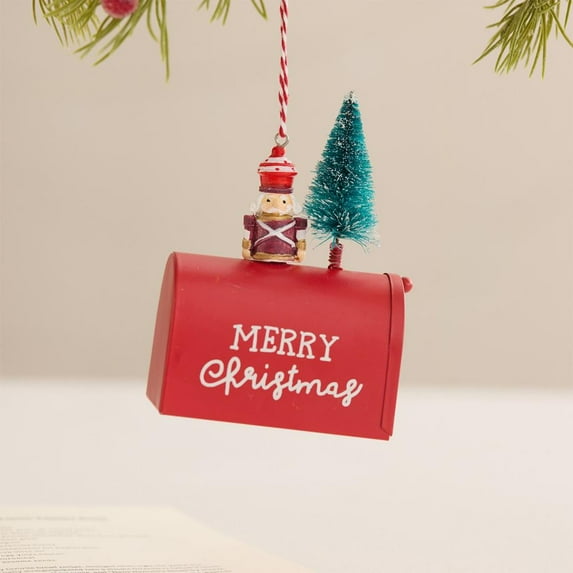 Feltree Christmas Mailbox Hanging Ornament for Door and Wall, Durable Iron Holiday Decor, Easy to Install Festive Decoration for Home and Store