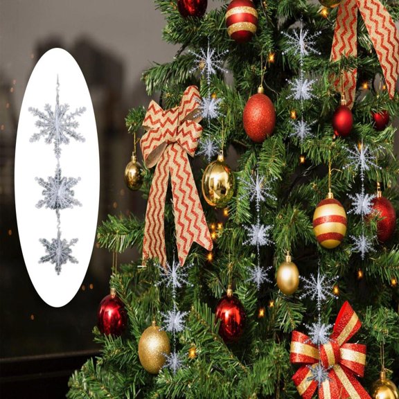 Feltree Christmas Snowflake Ornament String Set - Durable Hanging Snowflake Pendant for Christmas Tree and Home Decoration - Festive Holiday Decor