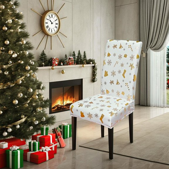 Feltree Christmas Stretch Chair Cover Removable and Washable Elastic Slipcover for Dining Chairs Home Kitchen Hotel Holiday Decoration