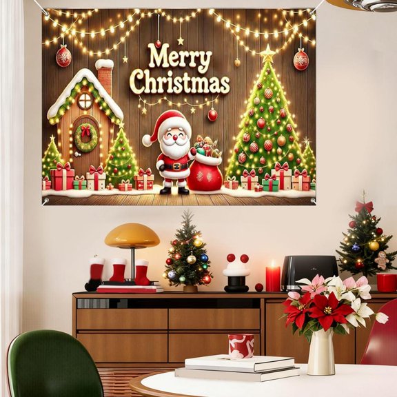 Feltree Christmas Tapestry 59x35 Inches Wall Hanging for Home Decor Festive Room Decoration Washable Polyester Large Size Holiday Gift